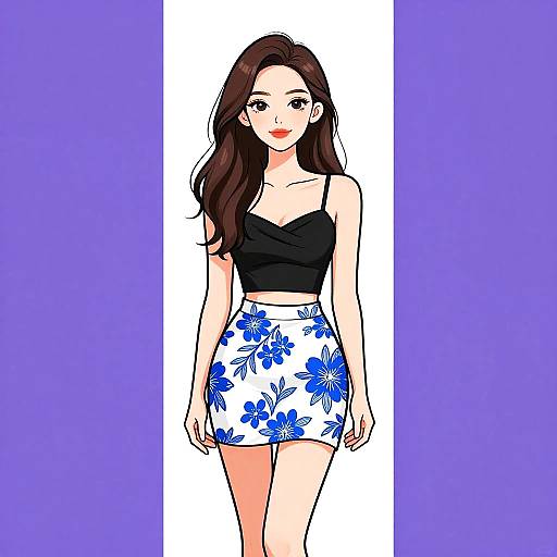 Casual Chic Woman in Floral Skirt