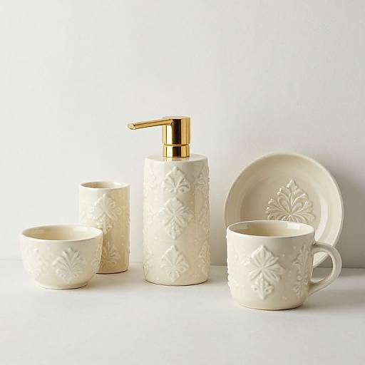 Furla Cream Damask Ceramic Bath Set