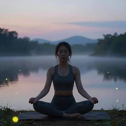 Serene Meditation by Misty Lake