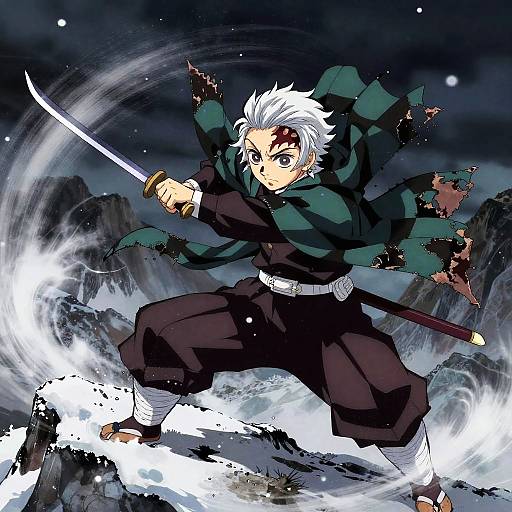White-Haired Demon Slayer Battle