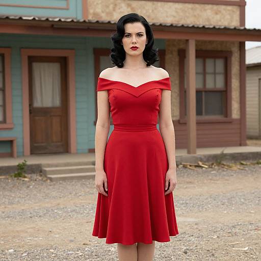 Vintage Woman in Western Town