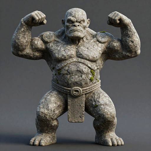 Stone Golem Flexing in Power Stance