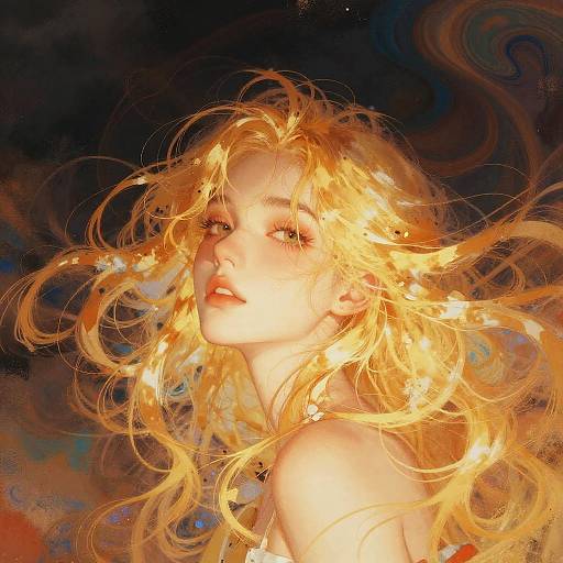 Surreal Blond Character with Abstract Patterns