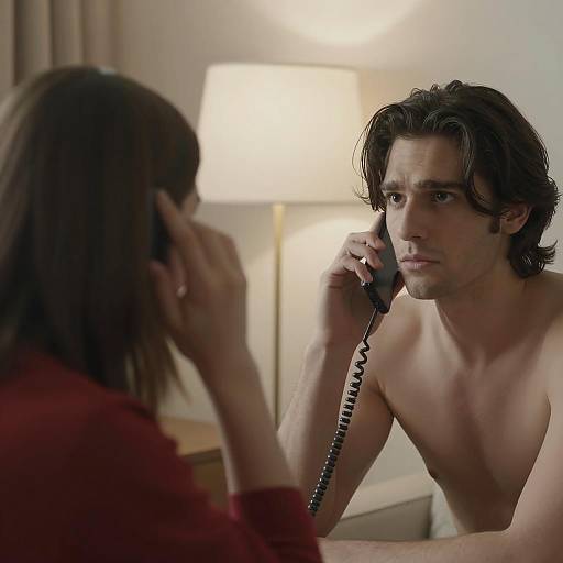 Intense Conversation in Warm Lighting