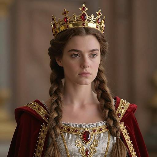 Medieval Woman King in Regal Costume