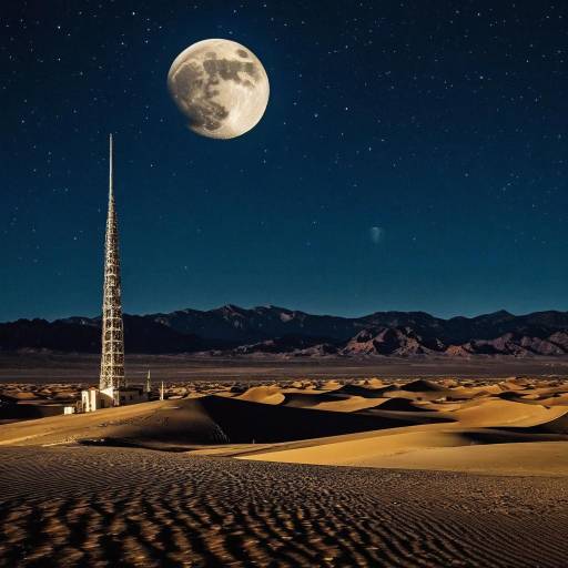 Desert Landscape Under a Full Moon