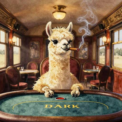 Anthropomorphic Llama Poker Night