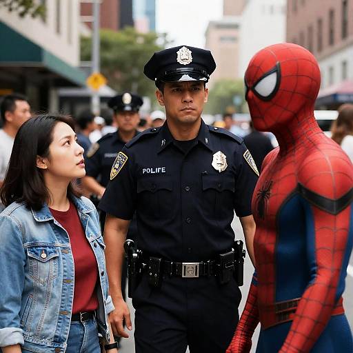 Dynamic Urban Scene with Police and Spider-Man