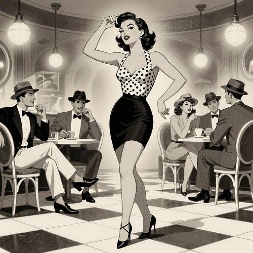 Retro Nightclub Dance Party Illustration