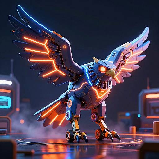 Futuristic 3D Mechanical Hawk