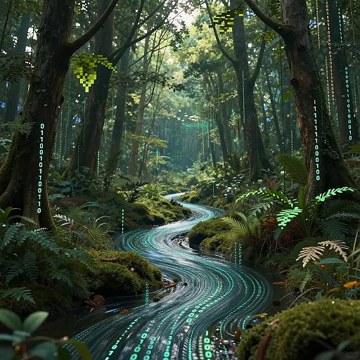 Digital Forest with Pixelated Trees