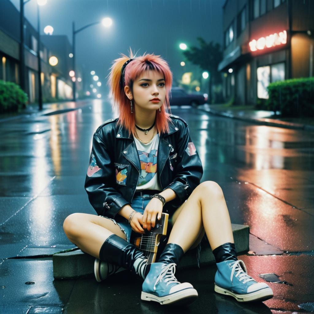 Hysterical Punk Rock Girl in Rain