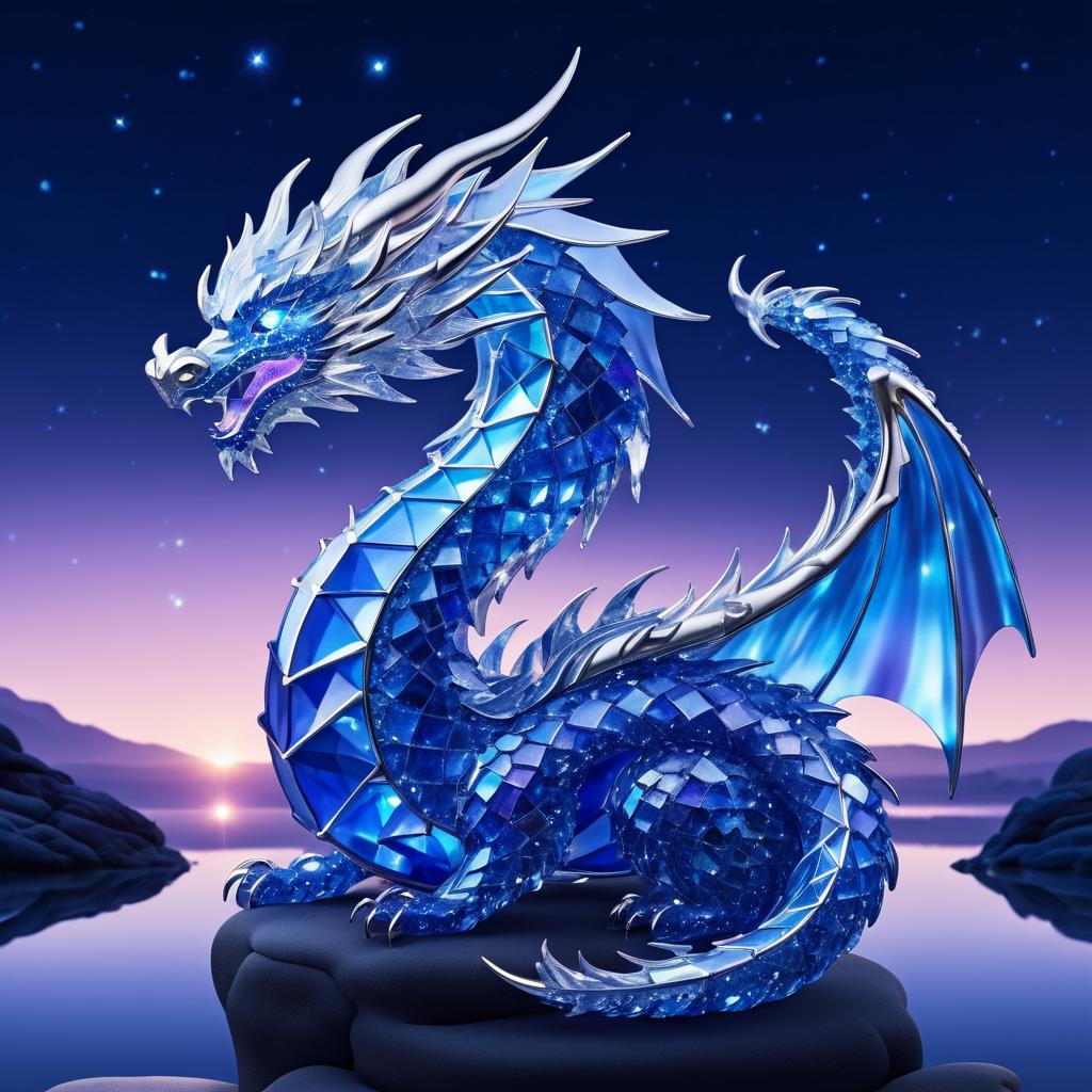 Sapphire Crystal Dragon at Moonrise