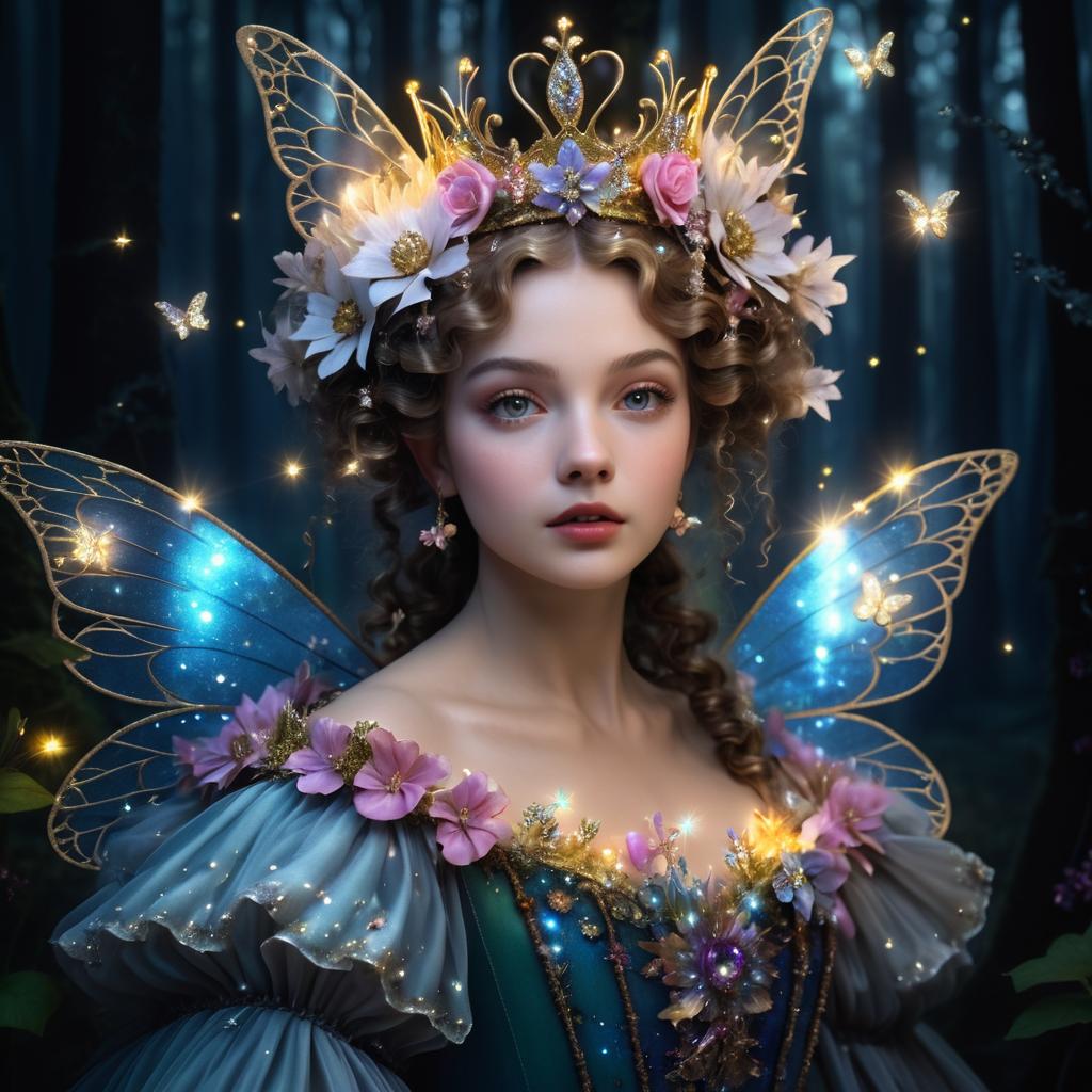 Whimsical Fairy Queen Portrait in Baroque Style