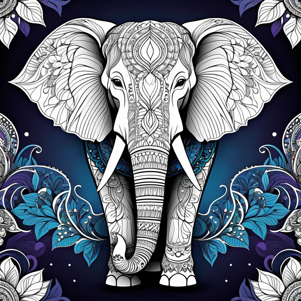 Intricate Mandala Elephant Line Art