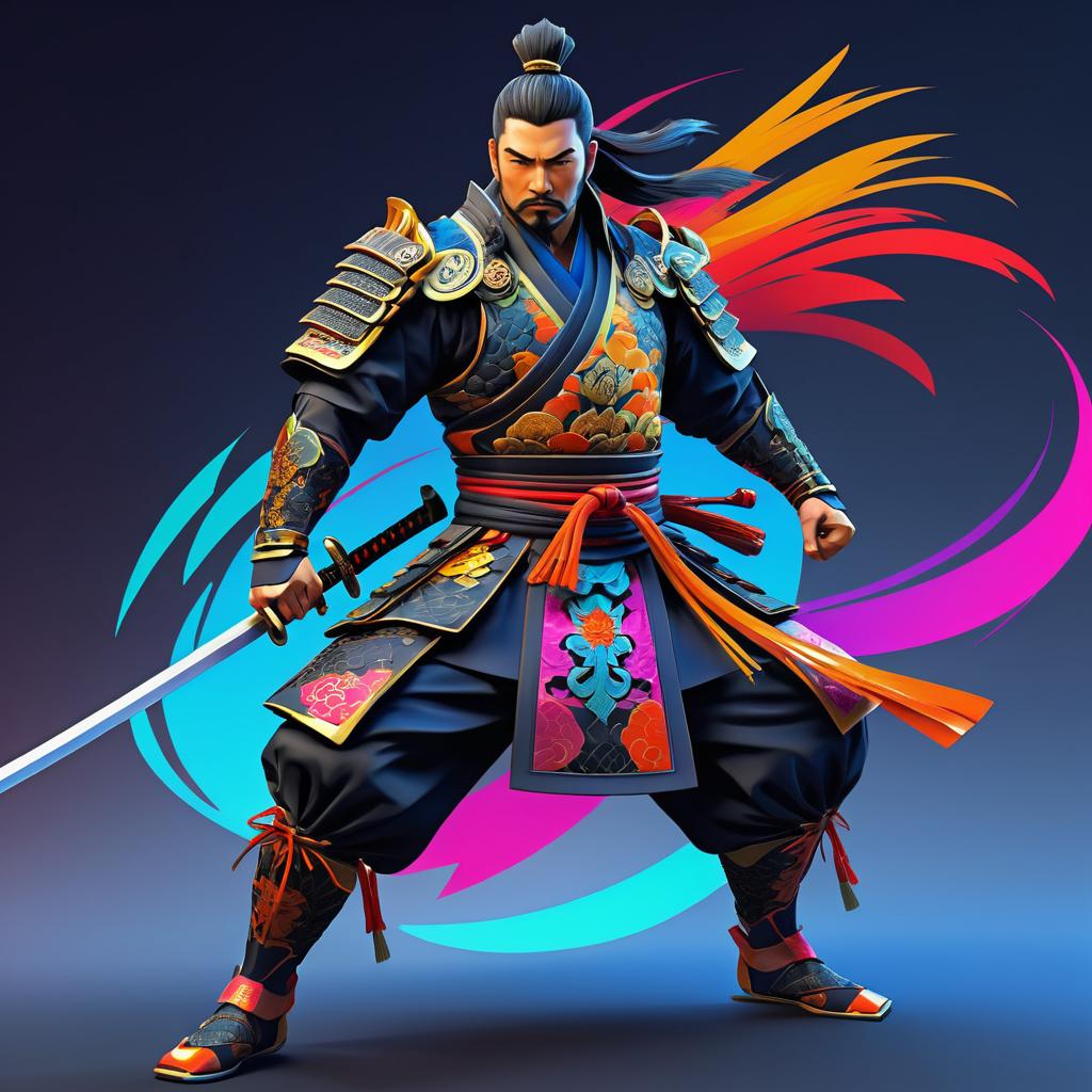 Dynamic Modern Samurai Warrior Concept Art