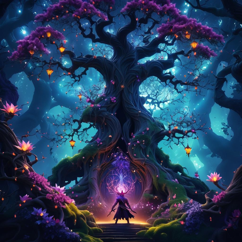 Mystical Sorcerer Beneath a Colossal Tree