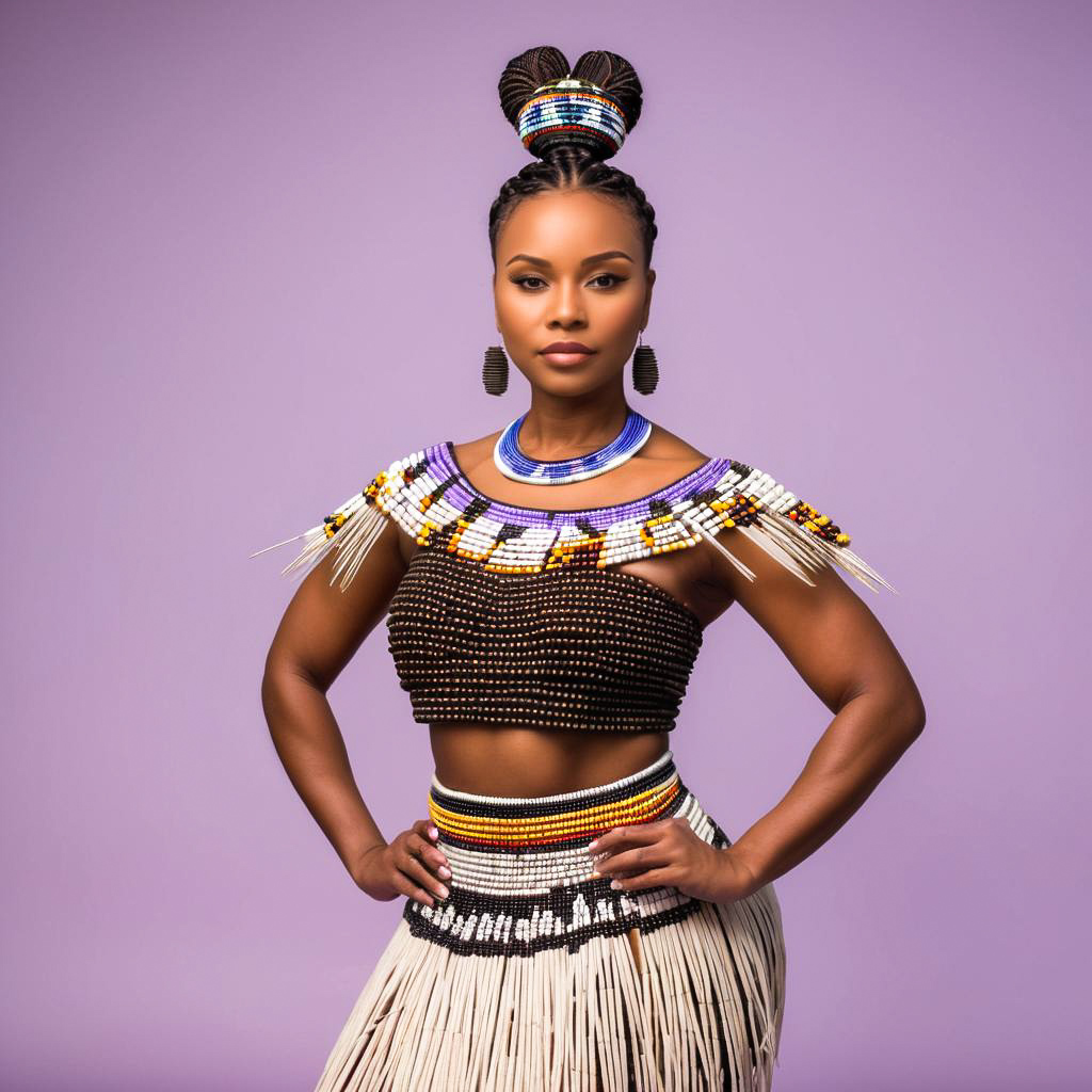 Confident Zulu Woman in Beaded Dress