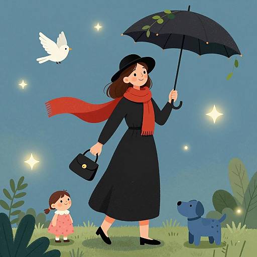 Whimsical Woman in Enchanted Garden