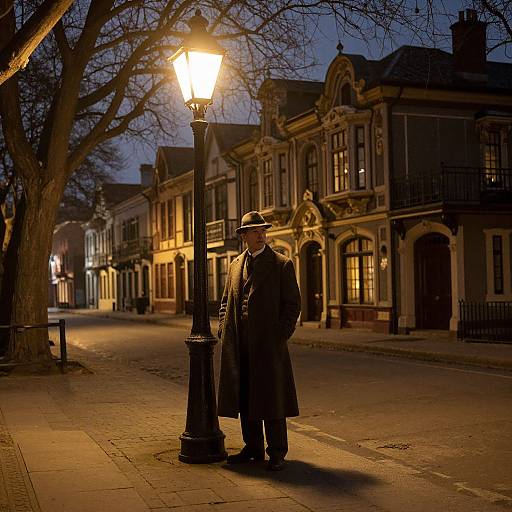 Mysterious Man Under Vintage Lamppost
