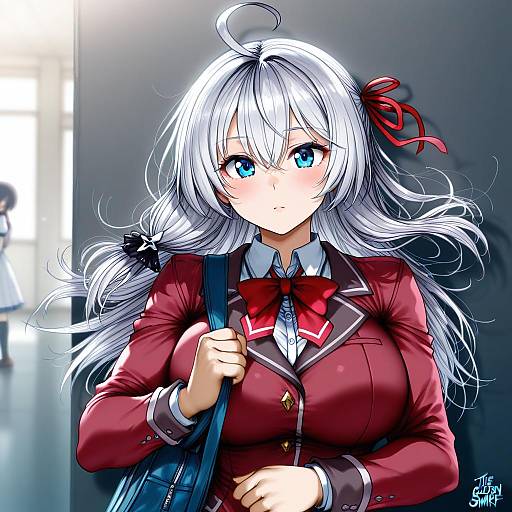 Illustration of Alisa mikhailovna kujou, tokidoki bosotto roshia-go de dereru tonari no alya-san in the style of The golden smurf