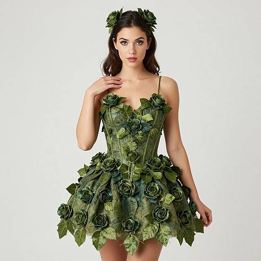 Woman in Poison Ivy Rose Dress
