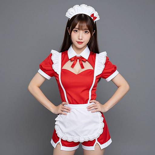 Red and White Waitress Costume
