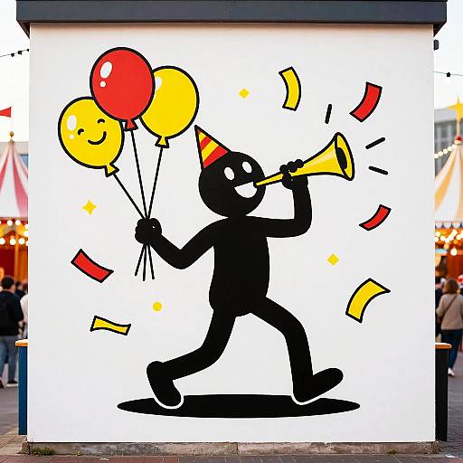 Haring-Style Party Celebration Scene