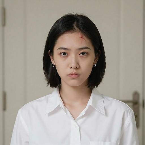 Portrait of a Young Woman with Red Scar