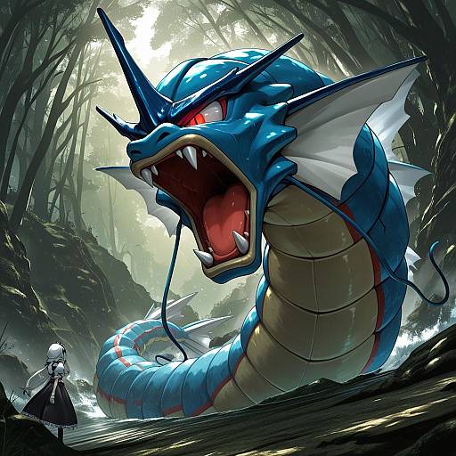 Illustration of Gyarados, pokemon in the style of Scottie (phantom2)