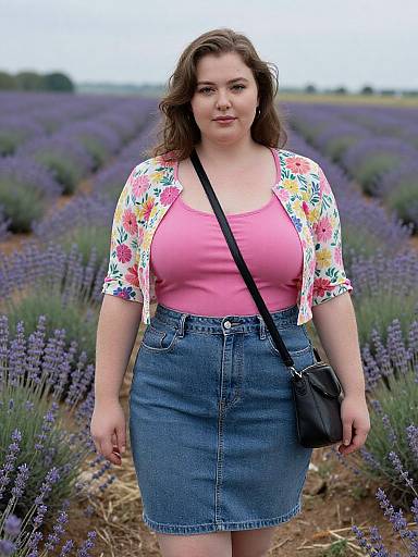 Plus-Size Woman in Lavender Field