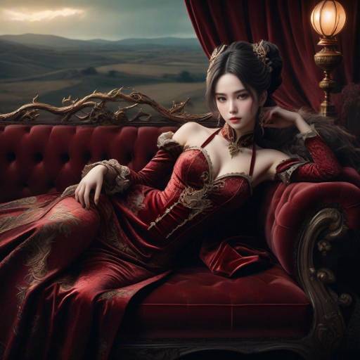 Seductive Dragon Girl in Velvet Elegance
