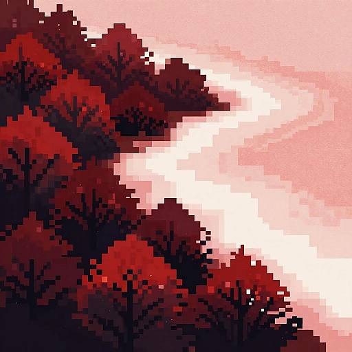Pixelated Abstract Vibrant Landscape