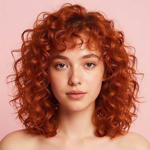 Young Woman with Curly Bohemian Hair
