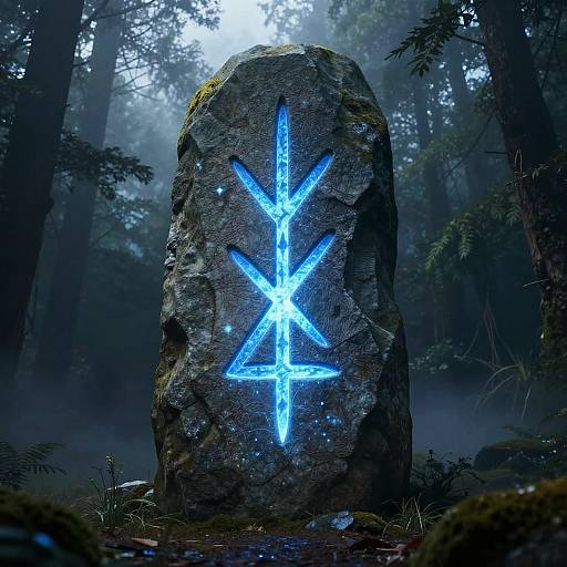 Mystical Rune on Stone Monolith