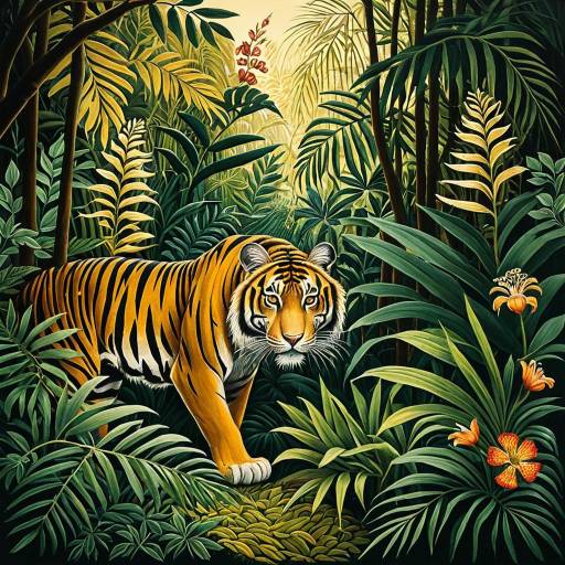 Mystical Tiger in Lush Jungle Artwork