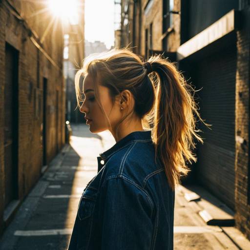 Chic Tousled Ponytail in Urban Alley
