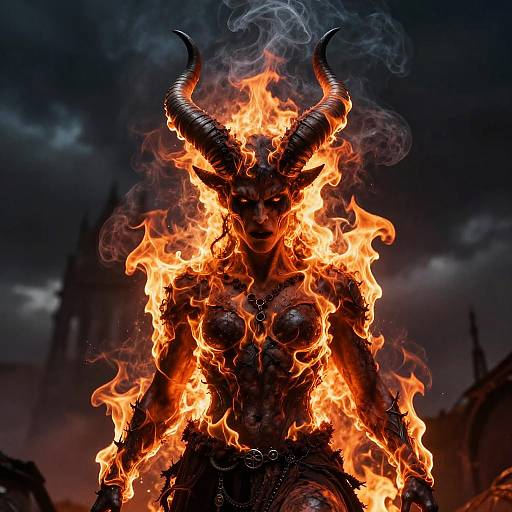 Demonic Fiery Horns in Storm