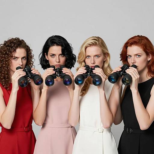 Four Women with Binoculars in Focus