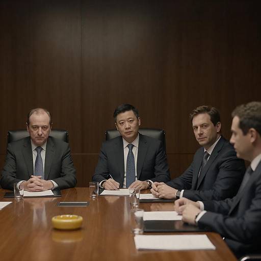 Four Men in Wood-Panel Conference Room