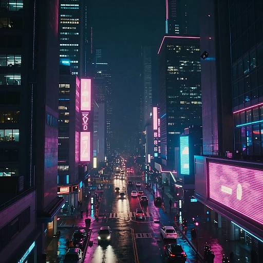 Vibrant Neon Cyberpunk Night Cityscape