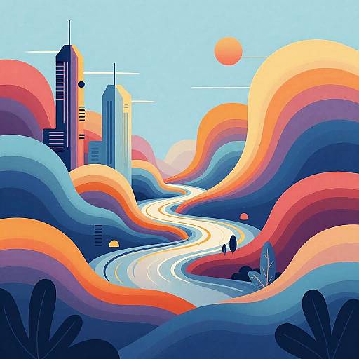 Vibrant Abstract Futuristic Landscapes