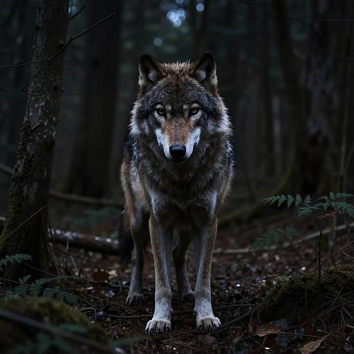 Whispering Shadow Wolf in Woods