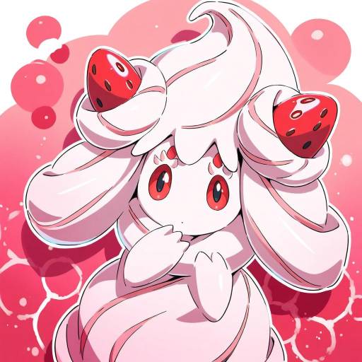 Illustration of Alcremie (strawberry sweet), pokemon in the style of Suzutsuki kurara