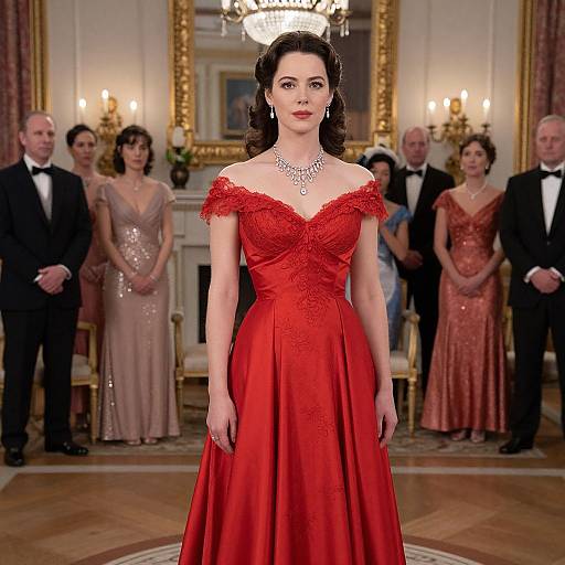 Elegant Woman in Red Gown