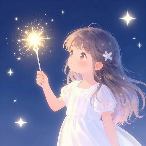 Sparkling Girl with Glowing Wand