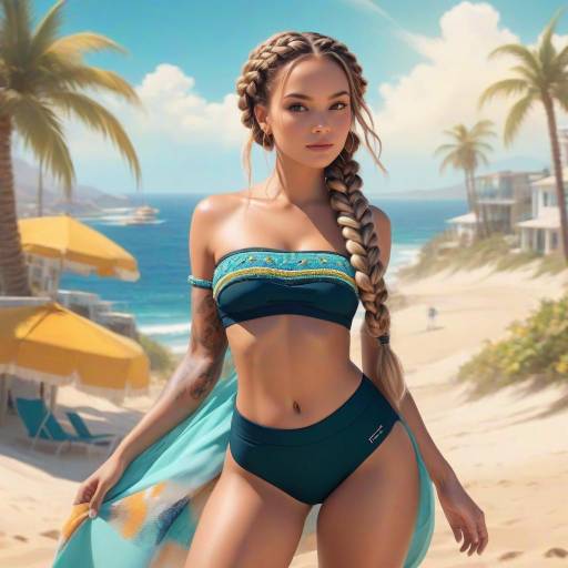 Vibrant Street Influencer in Coastal Scene