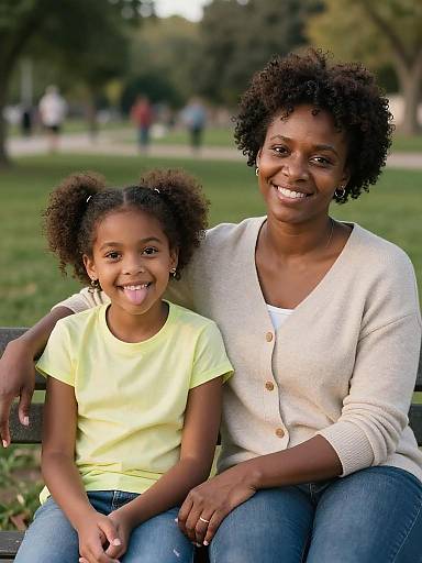 Candid Mother and Daughter Park Portrait