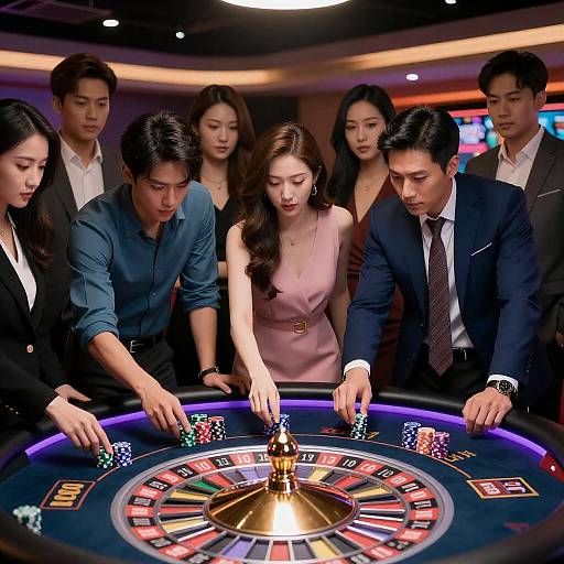 Intense Casino Night at the Roulette Table