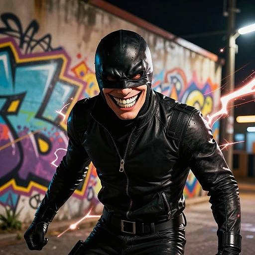 Masked Figure with Crazed Smile